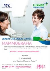 Bezpłatne badania mammograficzne dla kobiet w grudniu - Krzęcin ( Powiat Choszczeński )